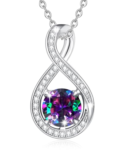 FANCIME Alexandrit Kette Juni Geburtstein Sterling Silber Infinity CZ Anhänger Halskette Damen Edelstein Feiner Schmuck Geburtstag Abschluss Geschenke für Frauen Mom von FANCIME