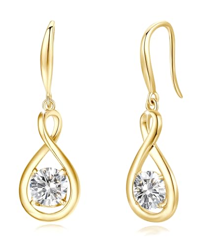 FANCIME Ohrringe Sterlingsilber 925 Hängend Solitär CZ Cubic Zirkonia simuliert Diamant Gelbgold plattiert Infinity April-Geburtsstein Baumelnde Ohrringe Feinschmuck Geburtstagsgeschenke für Damen FANCIME Ohrringe Sterlingsilber 925 Hängend Solitär CZ Cubic Zirkonia simuliert Diamant Gelbgold plattiert Infinity April-Geburtsstein Baumelnde Ohrringe Feinschmuck Geburtstagsgeschenke für Damen von FANCIME