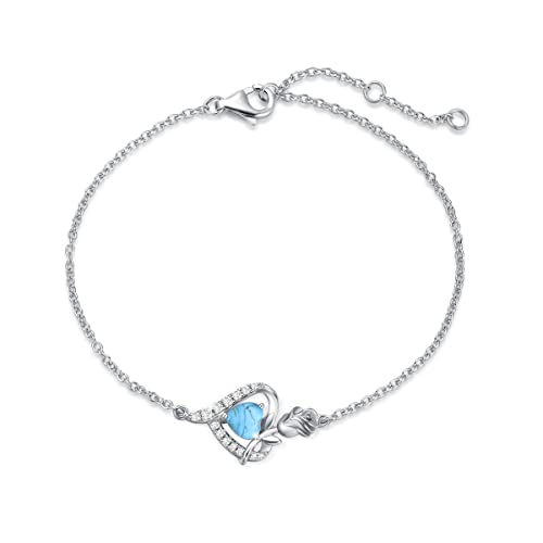 FANCIME Armband Damen 925 Sterling Silber Weiß Gold Dezember Geburtsstein Armbänder mit Türkis Blau Frauen Schmuck Geschenk für Valentinstag Verlobung Geburtstags Muttertags Weihnachten von FANCIME
