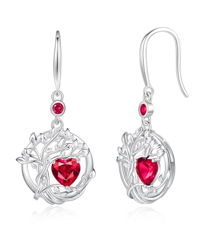 FANCIME Baum des Lebens Ohrringe 925er Sterlingsilber Zierliche Rote Rubin Anhängerohrringe Juli Geburtsstein Feiner Schmuck Geburtstagsgeschenke für Damen Ihre Frauen FANCIME Baum des Lebens Ohrringe 925er Sterlingsilber Zierliche Rote Rubin Anhängerohrringe Juli Geburtsstein Feiner Schmuck Geburtstagsgeschenke für Damen Ihre Frauen von FANCIME