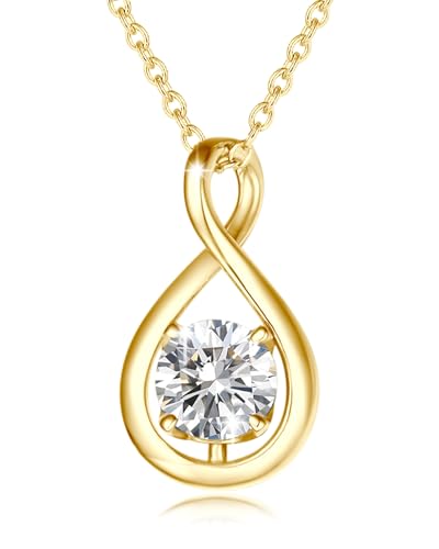FANCIME CZ Kette April Geburtstein Halskette Damen Gelbgold plattiert Sterling Silber Infinity Anhänger Mütter Tag Feiner Schmuck Geschenke für Mutter Ihre von FANCIME