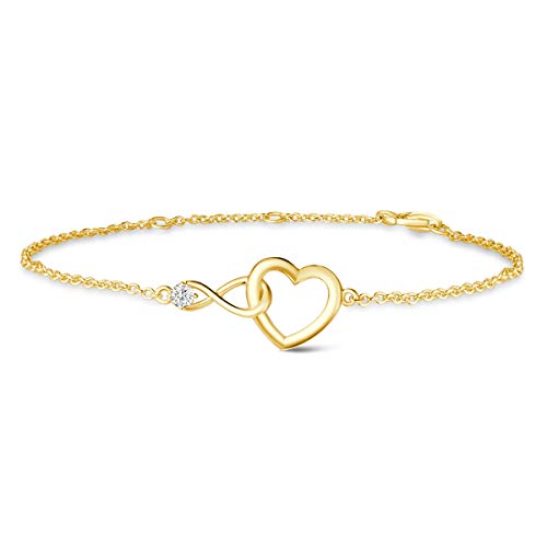FANCIME Gold Armband 925 Sterling Silber Herz Infinity Armkette Frauen Armbänder Muttertags Valentinstag Jahrestag Geburtstag Weihnachten Schmuck Geschenk Für Mutter Freundin Ehefrau Mama von FANCIME