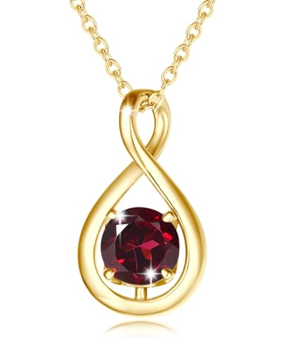 FANCIME Granat Kette Januar Geburtstein Halskette Damen Gelbgold plattiert Sterling Silber Infinity Anhänger Mütter Tag Feiner Schmuck Geschenke für Mutter Ihre von FANCIME