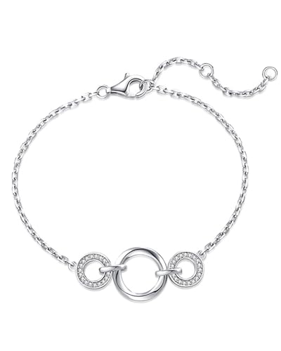FANCIME Infinity Ewige Umarmung Armband für Frauen Sterlingsilber Weißgoldbeschichtet Simulierter Diamant Unendlichkeit Drei Symbole Schmuck Jubiläum Muttertag Geburtstag Geschenke für Frauen Mama von FANCIME