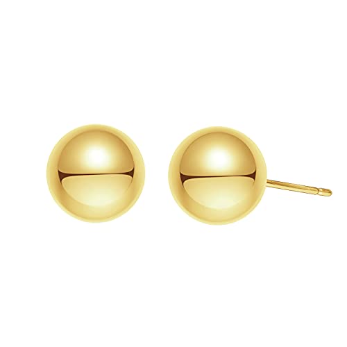 FANCIME Kugel Ohrstecker Runde Ohrringe Gelbgold plattiert Schmuck für Damen Mädchen, Kugel Durchmesser 10mm von FANCIME