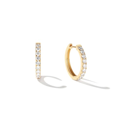 FANCIME Lab-Grown Diamant Creolen Huggies Ohrringe aus Solide 14 Karat 585 Gelb Gold Ohrringe Schmuck Geburtsstein Geschenk für Damen Mädchen Sie (0.7 ct, D-E Farbe, VS Clarity), Durchmesser: 15 mm von FANCIME