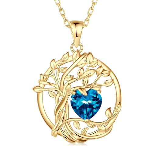 FANCIME Lebensbaum Topas Kette für Damen Gelbgold Vergoldet Baum des Lebens Topas Anhänger Halskette Schmuck Geschenke für Damen Frauen Mädchen, Kettenlänge: 40+5 cm FANCIME Lebensbaum Topas Kette für Damen Gelbgold Vergoldet Baum des Lebens Topas Anhänger Halskette Schmuck Geschenke für Damen Frauen Mädchen, Kettenlänge: 40+5 cm von FANCIME