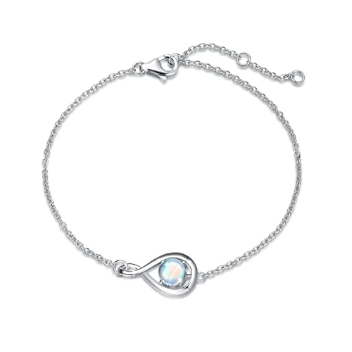 FANCIME Mondstein Armband Juni Geburtstein Armbänder 925er Sterlingsilber Weißgold Vergoldet Infinity Link Armkette Feiner Schmuck Weihnachten Jahrestag Geburtstag Geschenke für Mama Frauen von FANCIME