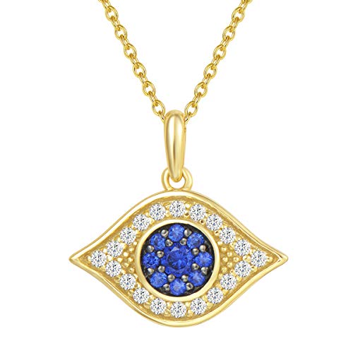 Nazar Auge Kette Türkisches Böse Auge Nazar Boncuk Evil Eye Anhänger aus 925 Sterling Silber mit Gold Plattiert Halskette Schmuck für Damen Mädchen - Kettenlänge: 40+5 cm von FANCIME