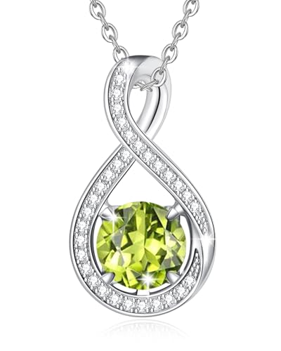 FANCIME Peridot Kette August Geburtstein Sterling Silber Infinity CZ Anhänger Halskette Damen Grüner Edelstein Feiner Schmuck Geburtstag Graduierung Geschenke für Frauen Ihre Mutter von FANCIME