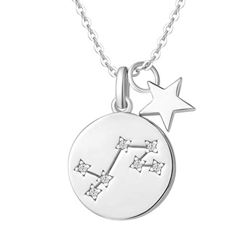 FANCIME Skorpion Sternzeichen Kette aus Solide 925 Sterling Silber mit Weiß Vergoldet Anhänger Halskette Einfach Minimalistisch Geschenk Schmuck für Damen Mädchen - Verstellbar Kettenlänge: 40 + 5 cm von FANCIME