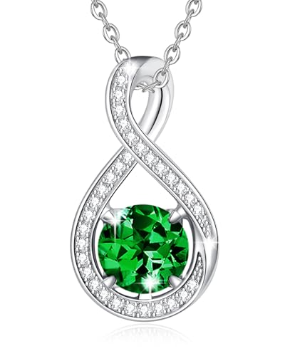 FANCIME Smaragd Kette Mai Geburtsstein Sterling Silber Infinity CZ Anhänger Halskette Damen Grüner Edelstein Feiner Schmuck Geburtstag Graduierung Geschenke für Frauen Mom FANCIME Smaragd Kette Mai Geburtsstein Sterling Silber Infinity CZ Anhänger Halskette Damen Grüner Edelstein Feiner Schmuck Geburtstag Graduierung Geschenke für Frauen Mom von FANCIME