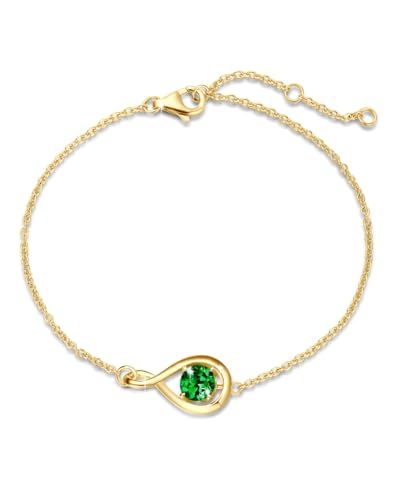 FANCIME Smaragd Armbänder Mai Geburtstein Armband 925er Sterlingsilber Gelbgold Vergoldet Infinity Link Armkette Grüner Edelstein Feiner Schmuck Jahrestag Geburtstag Geschenke für Damen FANCIME Smaragd Armbänder Mai Geburtstein Armband 925er Sterlingsilber Gelbgold Vergoldet Infinity Link Armkette Grüner Edelstein Feiner Schmuck Jahrestag Geburtstag Geschenke für Damen von FANCIME