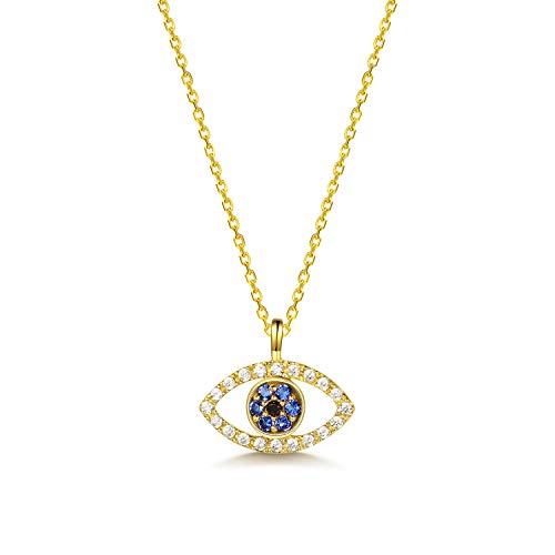 FANCIME Solide 14 Karat 585 Gelb Gold Nazar Auge Kette Türkisches Böse Auge Nazar Boncuk Evil Eye Anhänger Halskette Schmuck für Damen Mädchen, Verstellbares Kette:: 40 + 5 cm FANCIME Solide 14 Karat 585 Gelb Gold Nazar Auge Kette Türkisches Böse Auge Nazar Boncuk Evil Eye Anhänger Halskette Schmuck für Damen Mädchen, Verstellbares Kette:: 40 + 5 cm von FANCIME