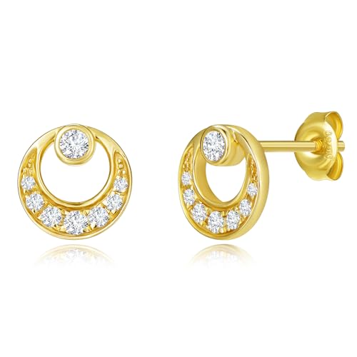 FANCIME Solide 14 Karat 585 Gelb Gold Round Unendlichkeit Ohrstecker Ohrringe mit 0.188ct Lab-grown Diamant, Mini Infinity Minimalism Geschenk Schmuck für Damen Mädchen, Größe:8 * 8 mm von FANCIME