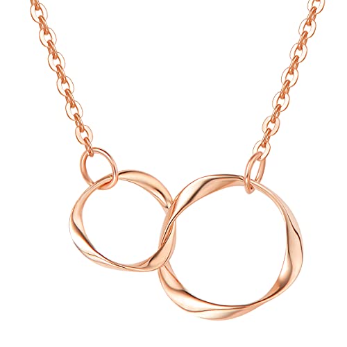 Solide 14 Karat 585 Rot Gold Kette Unendlichkeit Anhänger Halskette Einfache minimalistische Geschenk Schmuck für Damen Mädchen - Verstellbares Kette: 40 + 5 cm von FANCIME