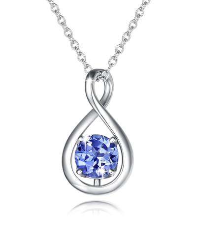 FANCIME Tansanit Kette Dezember Geburtstein Halskette Damen Gelbgold Vergoldet Sterling Silber Infinity Anhänger Feiner Schmuck Mütter Tag Geschenke für Mutter von FANCIME
