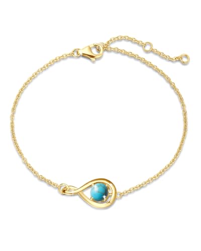 FANCIME Türkis Armband Dezember Geburtstein Armkette für Frauen Sterling Silber Gelbgold vergoldet Infinity Link Armbänder feinen Schmuck Geburtstag Geschenke für ihre Mutter FANCIME Türkis Armband Dezember Geburtstein Armkette für Frauen Sterling Silber Gelbgold vergoldet Infinity Link Armbänder feinen Schmuck Geburtstag Geschenke für ihre Mutter von FANCIME