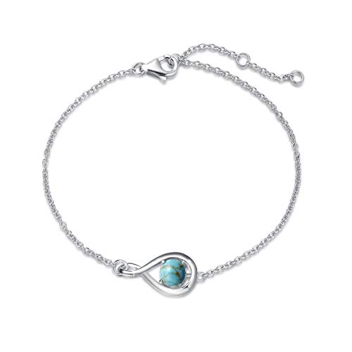 FANCIME Türkis Armband Dezember Geburtstein Armkette für Frauen Sterling Silber Weißgold vergoldet Infinity Link Armbänder feinen Schmuck Geburtstag Geschenke für ihre Mutter von FANCIME
