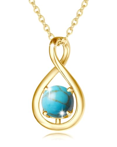 FANCIME Türkis Kette Dezember Geburtstein Halskette Damen Gelbgold Vergoldet Sterling Silber Infinity Anhänger Mütter Tag Feiner Schmuck Geschenke für Mutter FANCIME Türkis Kette Dezember Geburtstein Halskette Damen Gelbgold Vergoldet Sterling Silber Infinity Anhänger Mütter Tag Feiner Schmuck Geschenke für Mutter von FANCIME