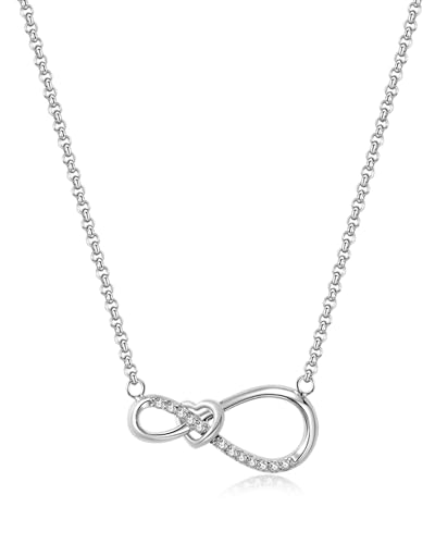 FANCIME Unendliche Liebe Kette für Frauen 925 Sterling Silber Weißgold plattiert Zierlicher Simulierter Diamant Infinity Symbol Jahrestag Geburtstag Schmuck Geschenke für Frauen Mutter Damen von FANCIME