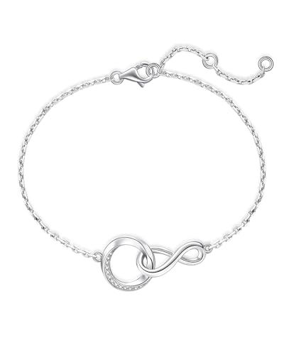 FANCIME Zeitlose Liebes Armbänder für Damen 925 Sterling Silber Weißgold plattiert Zierlicher Simulierter Diamant Unendlichkeitssymbol Jahrestag Geburtstag Schmuck Geschenke für Frauen Mama von FANCIME