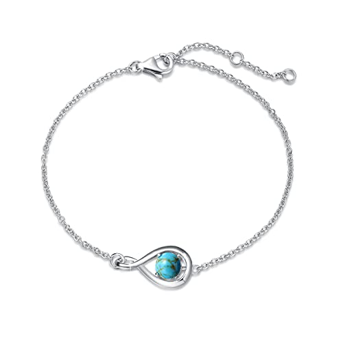 FANCIME 925 Sterling Silber Infinity Anhänger Armband Geburtsstein Armband Damen, Dezember Geburtsstein Türkis Armband, Schmuck Geburtstag Geschenke für Frauen/Her/Mädchen/Mutter/Freundin/Ehefrau von FANCIME