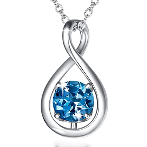 925 Sterling Silber Kette Infinity Anhänger Geburtsstein Kette, Natürlicher Blau Topas Kette, November Geburtsstein, Valentinstag Jahrestag Geburtstag Weihnachten Schmuck Geschenk Für Mutter Frauen von FANCIME