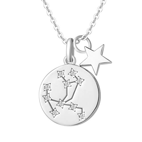 Schütze Sternzeichen Kette aus Solide 925 Sterling Silber mit Weiß Vergoldet Anhänger Halskette Einfach Minimalistisch Geschenk Schmuck für Damen Mädchen - Verstellbar Kettenlänge: 40 + 5 cm von FANCIME