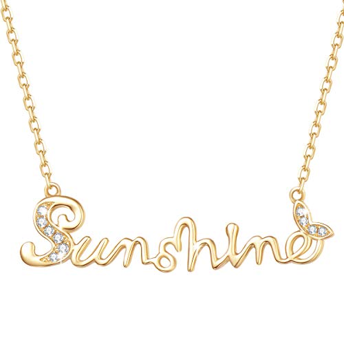 FANCIME Solide 14 Karat 585 Gold Kette Sunshine Anhänger mit Natürlich Diamant Halskette Einfache minimalistische Geschenk Schmuck für Damen Mädchen - Verstellbares Kette: 40 + 5 cm von FANCIME