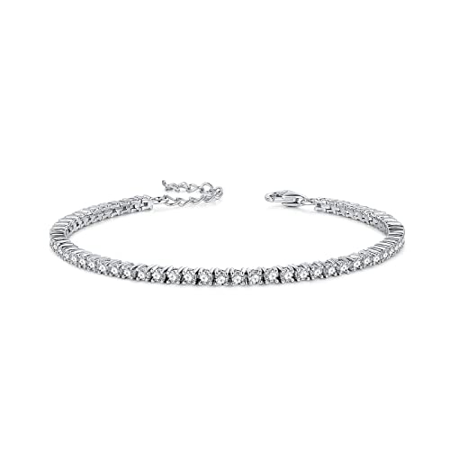 Tennisarmband aus Solide 925 Sterling Silber mit AAA-Zirkonia Romantisches Hochzeit Tennis Armband Geschenk Schmuck für Damen Mädchen Herren Jungs Unisex - Breite 2 mm, Länge 17,5 cm von FANCIME