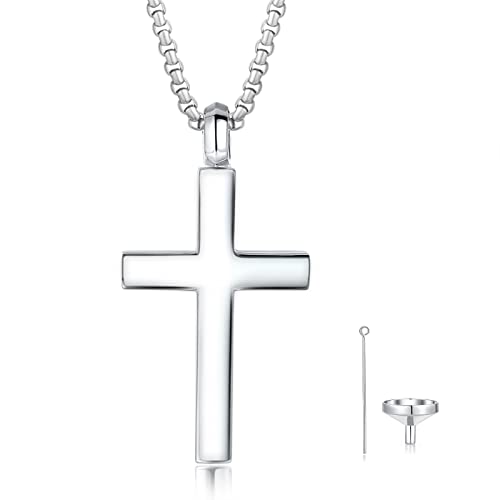 FANCIME Urne Halskette für Asche, Einäscherung Kreuz Kette 925 Sterling Silber Memorial Anhänger Cremation Andenken Erinnerung Schmuck für Damen Herren Haustier von FANCIME