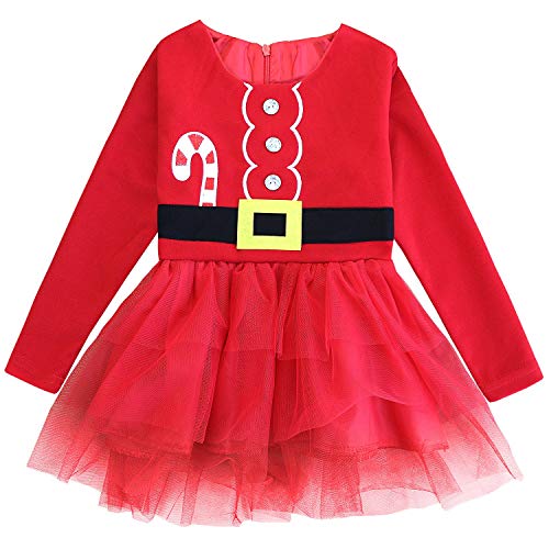FANCYINN Kleinkind Mädchen Weihnachtsfeier Kleid Säuglingsdruck Tutu Tüll Kleid Kleinkinder Weihnachten Strampler Kleid 18-24 Monate von FANCYINN