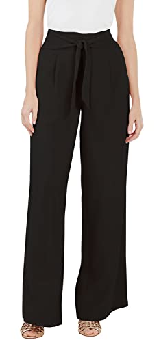 FANCYINN Lässige Sommerhosen für Damen Jogginghose mit hoher Taille und weitem Bein Lounge mit Kordelzug Activewear Hose mit Taschen Schwarz S von FANCYINN