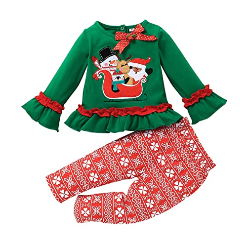 FANCYINN Weihnachtskinderkostüm Santa Green Tops und Lovely Pants 100(2-3T) von FANCYINN