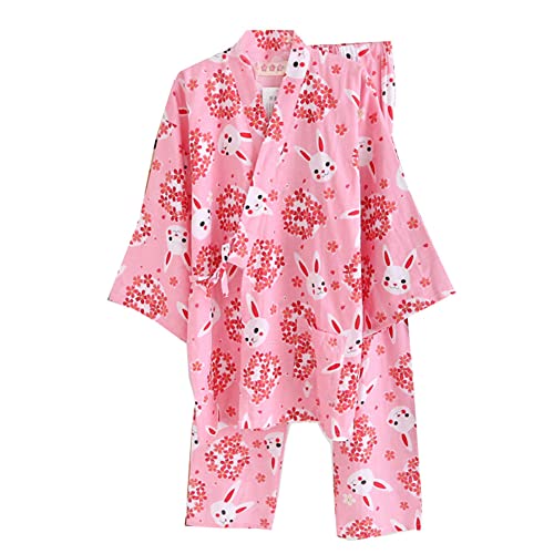 FANCYPUMPKIN Damen Kimono Robe Yukata Bademantel Pyjama, rose, Medium von FANCYPUMPKIN