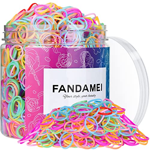 FANDAMEI 2000 Stück Haargummi, Mini Haargummis Mädchen Dünne Haargummis Gummi Haarbänder Boxed für Frauen Mädchen Haarstyling Flechten Bunt von FANDAMEI