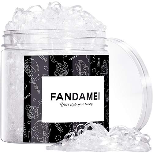 FANDAMEI 2000 Stück Haargummi, Mini Transparente Haargummis Mädchen Dünne Haargummis Gummi Haarbänder Boxed für Frauen Mädchen Haarstyling Flechten von FANDAMEI