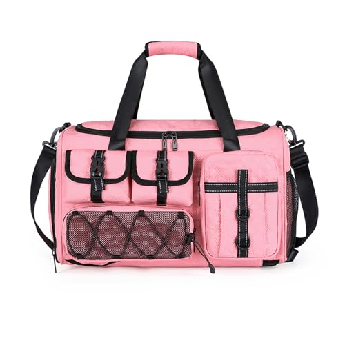 FANDARE 3 IN 1 Sporttasche Reisetasche Rucksack Herren Damen Weekender mit Schuhfach & Trocken- und Nasstrennung Handgepäck Doktortasche Fitnesstasche Trainingstasche Badetasche Reisetasche Rosa von FANDARE