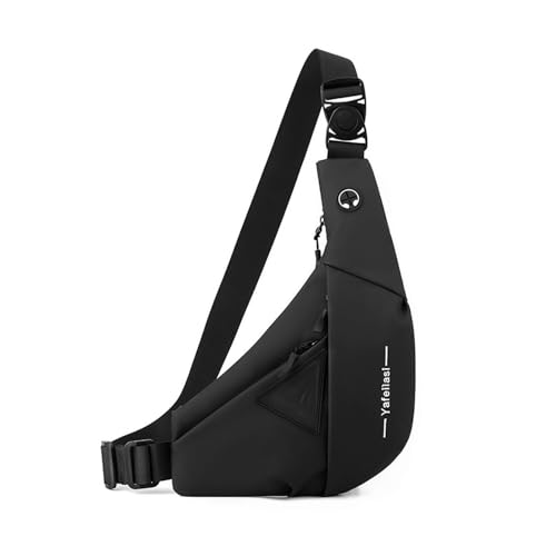 FANDARE Anti Diebstahl Brustasche Herren Sport Umhängetasche Damen Linke Schulter Sling Crossbody Bag Wasserdichtes PU Leder Messenger-Bags Schultertaschen Reise Schule Wandern Bodybag Schwarz Links von FANDARE