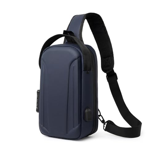 FANDARE Anti-Diebstahl Brusttasche Herren Crossbody Umhängetasche für Stadt 180-Grad-Öffnung Sling Bag Urban Wasserdichtes Messenger-Bags Schultertaschen mit USB für Reise Schule Bodybag Blau von FANDARE