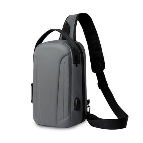 FANDARE Anti-Diebstahl Brusttasche Herren Crossbody Umhängetasche für Stadt 180-Grad-Öffnung Sling Bag Urban Wasserdichtes Messenger-Bags Schultertaschen mit USB für Reise Schule Bodybag Grau von FANDARE