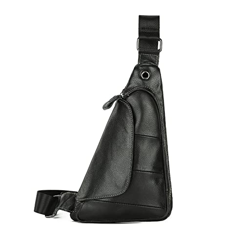 FANDARE Anti-Diebstahl Brusttasche Herren Sling Crossbody Pack Leder Umhängetaschen Schultertasche Bauchtasche Crossover Rucksack Daypacks für Männer Outdoor Reisen Camping Wanderrucksäcke Schwarz von FANDARE