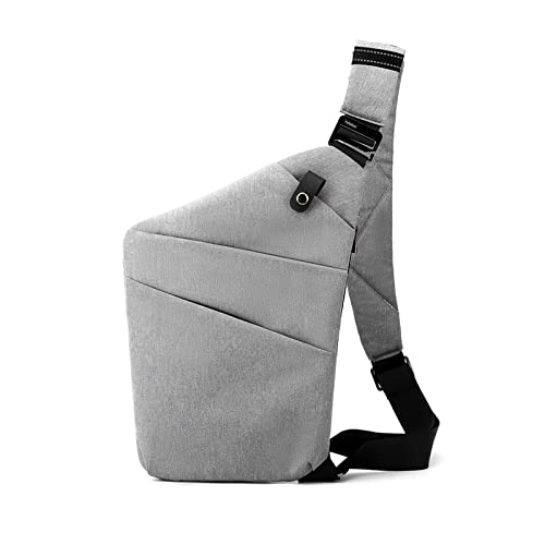 FANDARE Anti-Diebstahl Brusttasche Herren Sling Crossbody Pack Umhängetaschen Schultertasche Bauchtasche Crossover Rucksack Daypacks für Männer Outdoor Reisen Camping Wanderrucksäcke Grau von FANDARE