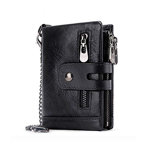 FANDARE Anti-Theft Geldbörse mit RFID Herren Damen Kurz Geldbörse Brieftasche Portmonee Leder Geldbörse Geldklammer Kreditkartenetui Geldbeutel Reise Wallet Schwarz von FANDARE