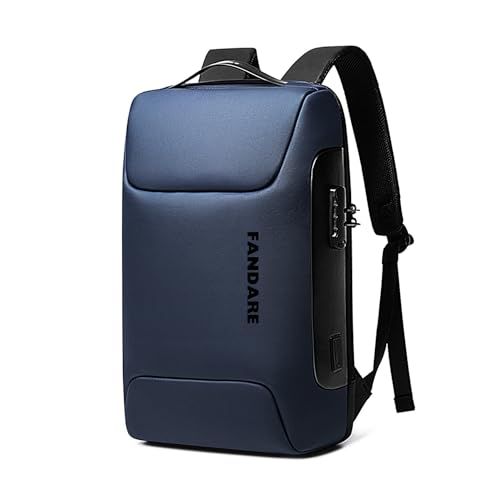 FANDARE Anti-Theft Rucksack Herren Laptop-Rucksack Schulrucksack mit USB-Ladeanschluss Damen Geschäft Arbeiten Rucksack Schulranzen für Arbeit Reisen Wandern Tagesrucksack Daypacks Hochschule Blau A von FANDARE