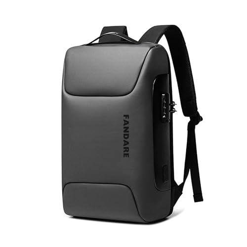 FANDARE Anti-Theft Rucksack Herren Laptop-Rucksack Schulrucksack mit USB-Ladeanschluss Damen Geschäft Arbeiten Rucksack Schulranzen für Arbeit Reisen Wandern Tagesrucksack Daypacks Hochschule Grau A von FANDARE