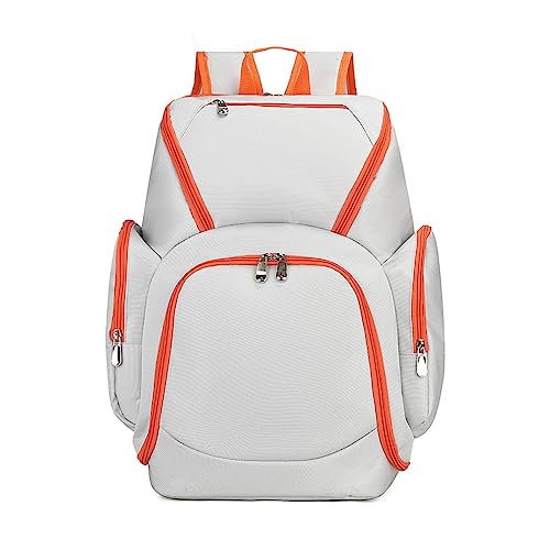 FANDARE Basketball Rucksack Fußballtasche Schulrucksack Turnbeutel Daypack Schulrucksack Schulranzen für Volleyball, Basketball, Stadion und Strand Sportbeutel Weiß-Orange von FANDARE