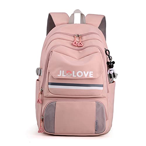 FANDARE Beiläufig Rucksack Schulrucksack Schulranzen Daypacks mit 15.6 Zoll Laptopfach Schultaschen Mädchen Junge Kinderrucksack für Universität Reisen Freizeit Wasserdichtes Nylon Rosa von FANDARE