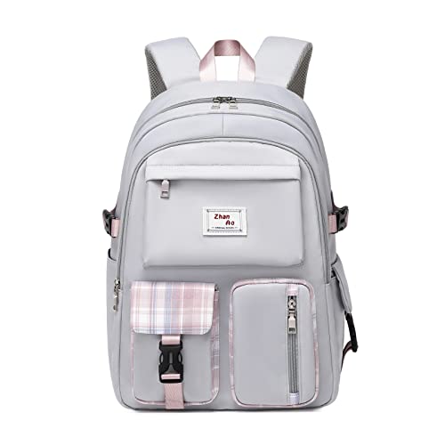 FANDARE Beiläufig Rucksack Schulrucksack Schulranzen Daypacks mit 15.6 Zoll Laptopfach Schultaschen Mädchen Junge Schultaschen für Universität Reisen Freizeit Arbeit Wasserdichtes Polyester Grau A von FANDARE